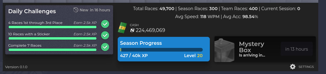 racing stat changes screenshot